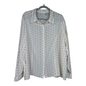Covington Woman Cream Blouse With Red Polka Dot Pattern Size 26W